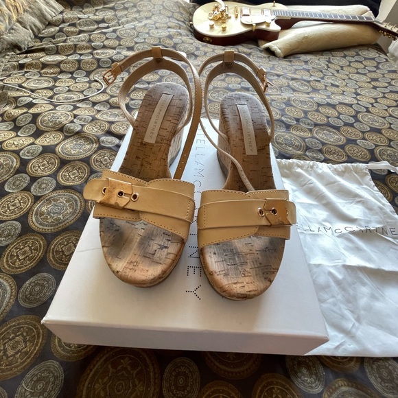 Stella McCartney Beige Cork Wedge Sandals US7 Eu/IT 37.5 - Picture 2 of 6
